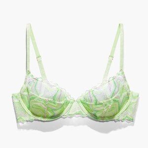 Savage X Fenty Women's Lime Green and Lavender Starstruck Half Cup Plunge Bra